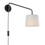 Carlson Small Swing Arm Wall Light In Matt Black With Grey Shade 79500