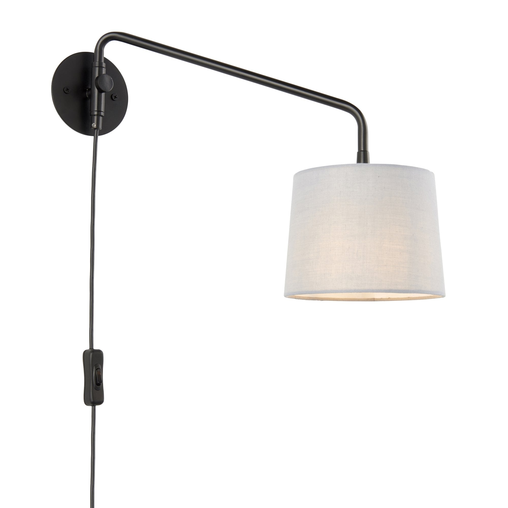 Carlson Small Swing Arm Wall Light In Matt Black With Grey Shade 79500