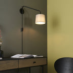 Carlson Small Swing Arm Wall Light In Matt Black With Grey Shade 79500