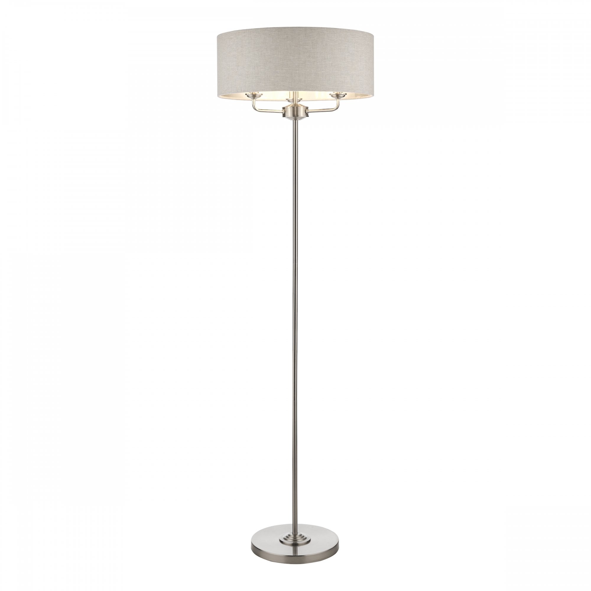 Sorrento Satin Nickel 3 Light Floor Lamp With Natural Shade LA3570089-Q