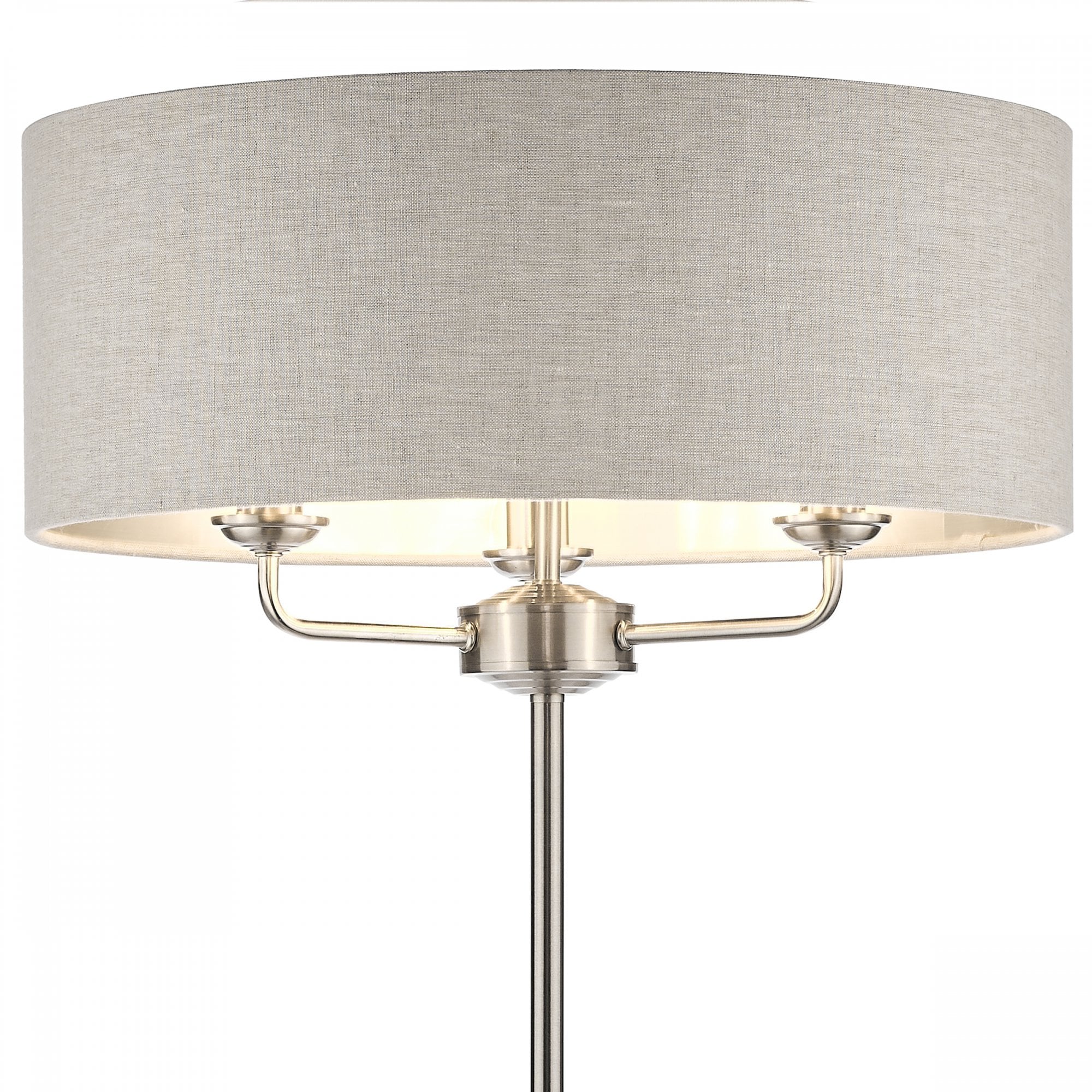 Sorrento Satin Nickel 3 Light Floor Lamp With Natural Shade LA3570089-Q