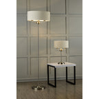 Sorrento Satin Nickel 3 Light Floor Lamp With Natural Shade LA3570089-Q