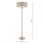 Sorrento Satin Nickel 3 Light Floor Lamp With Natural Shade LA3570089-Q