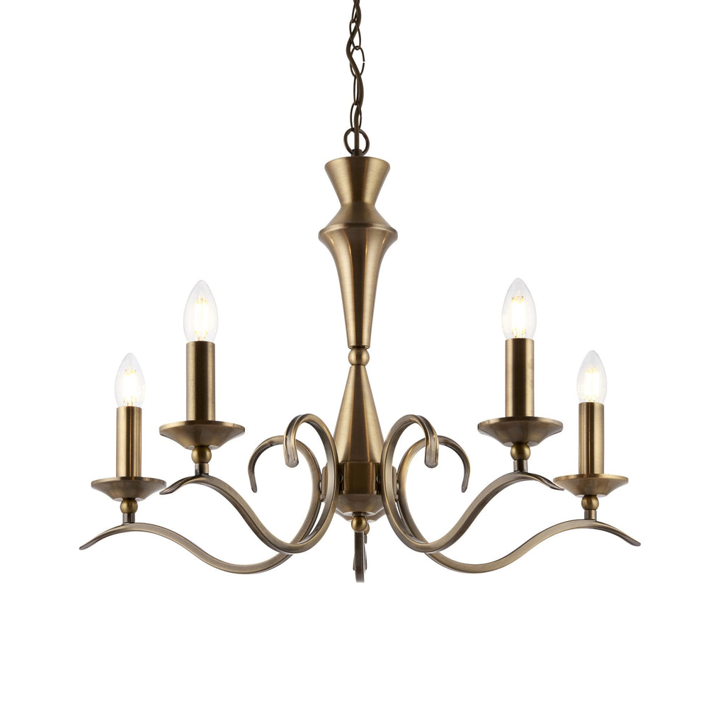 KORA-5AB 5 Light Chandelier With Antique Brass Finish