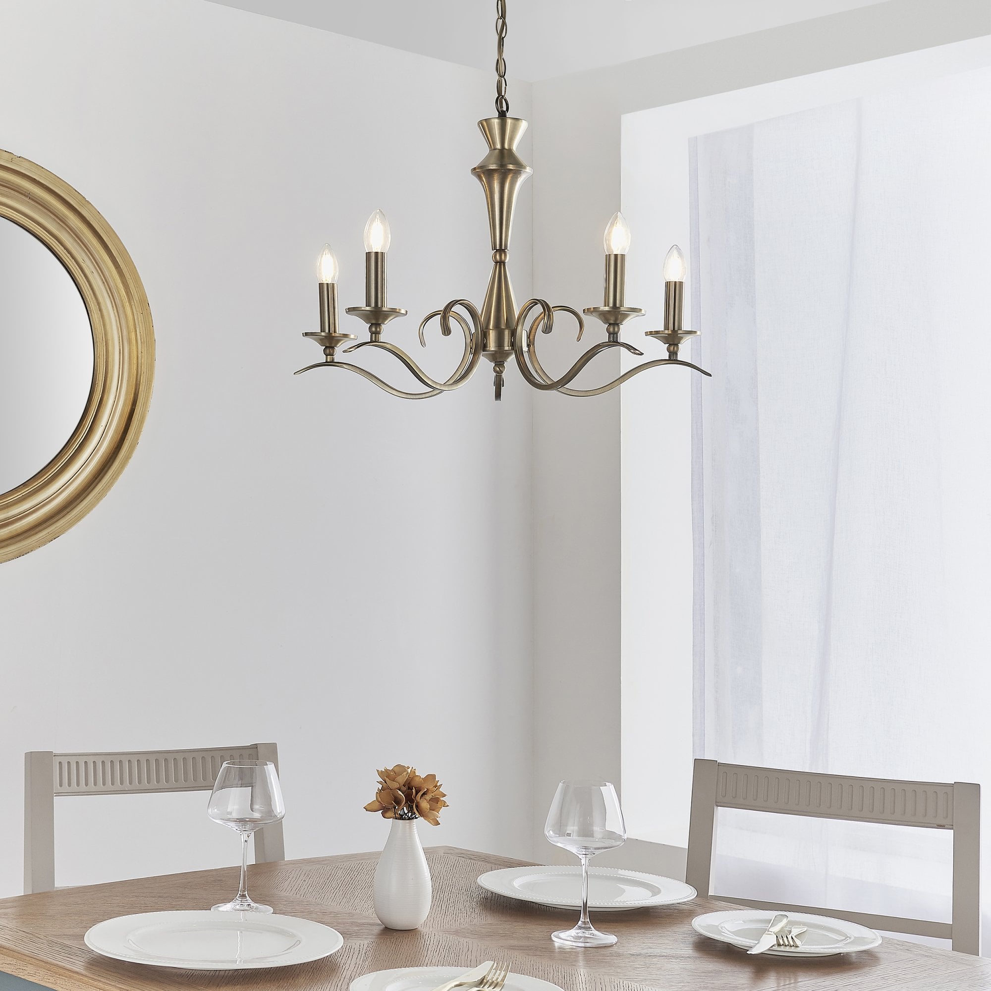KORA-5AB 5 Light Chandelier With Antique Brass Finish
