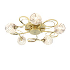 Aherne Stylish Five Light Semi Flush Light In Antique Brass With Clear Beads 73757