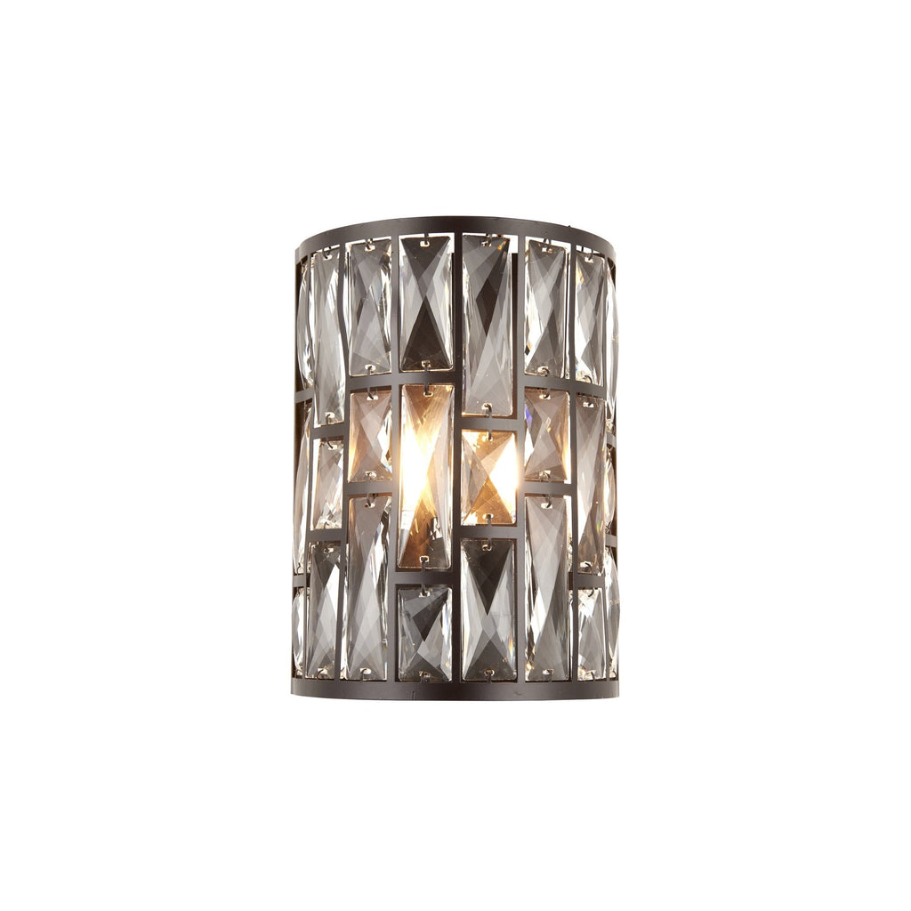 Belle Crystal Glass Single Wall Light In Dark Bronze Finish 69392