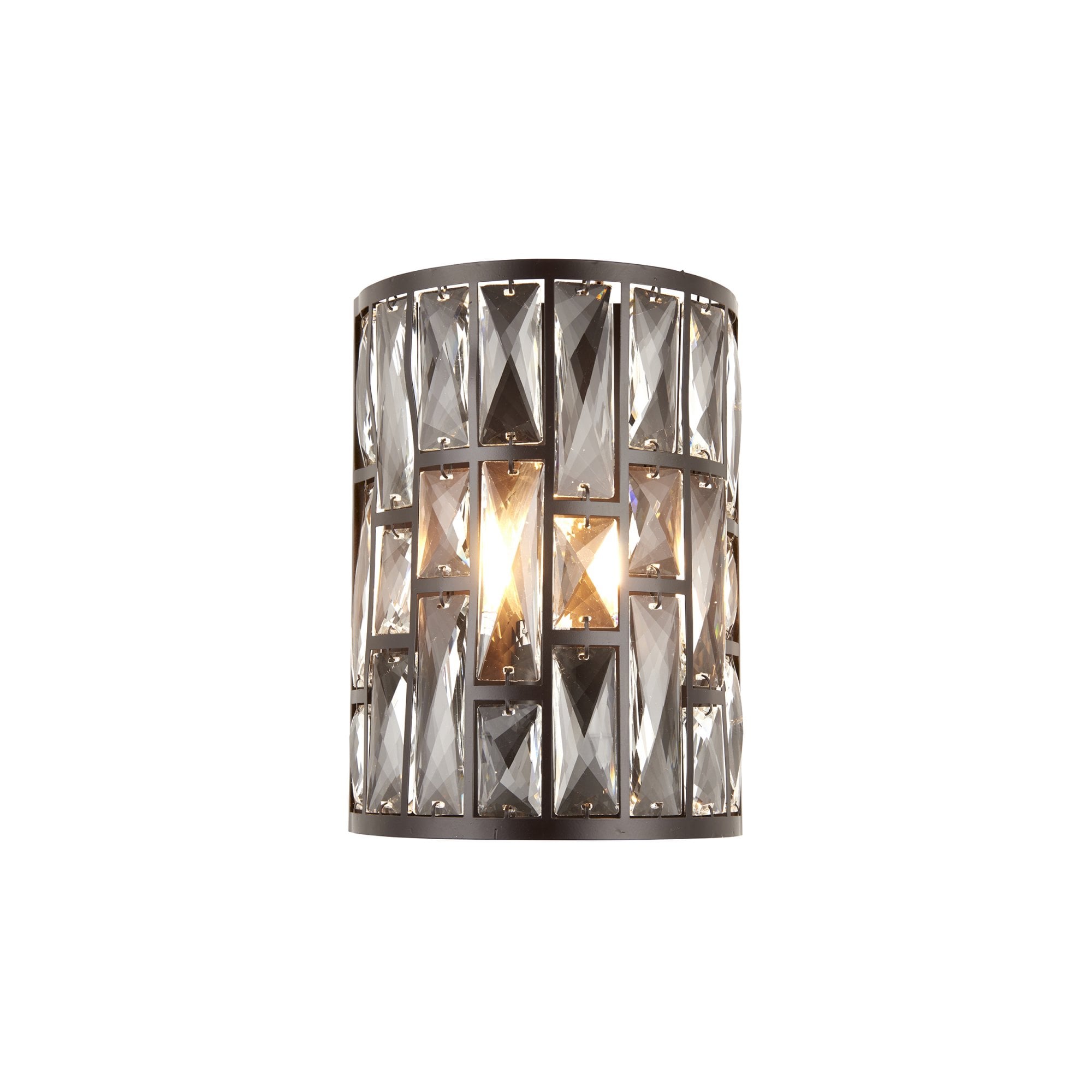 Belle Crystal Glass Single Wall Light In Dark Bronze Finish 69392