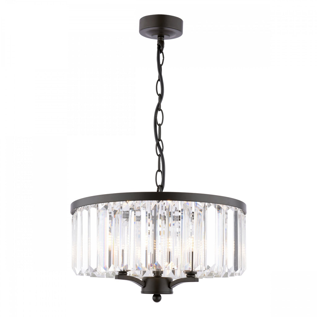 Elkwood 3 Light Ceiling Pendant Light In Black Finish with Crystal Glass LA3756398-Q