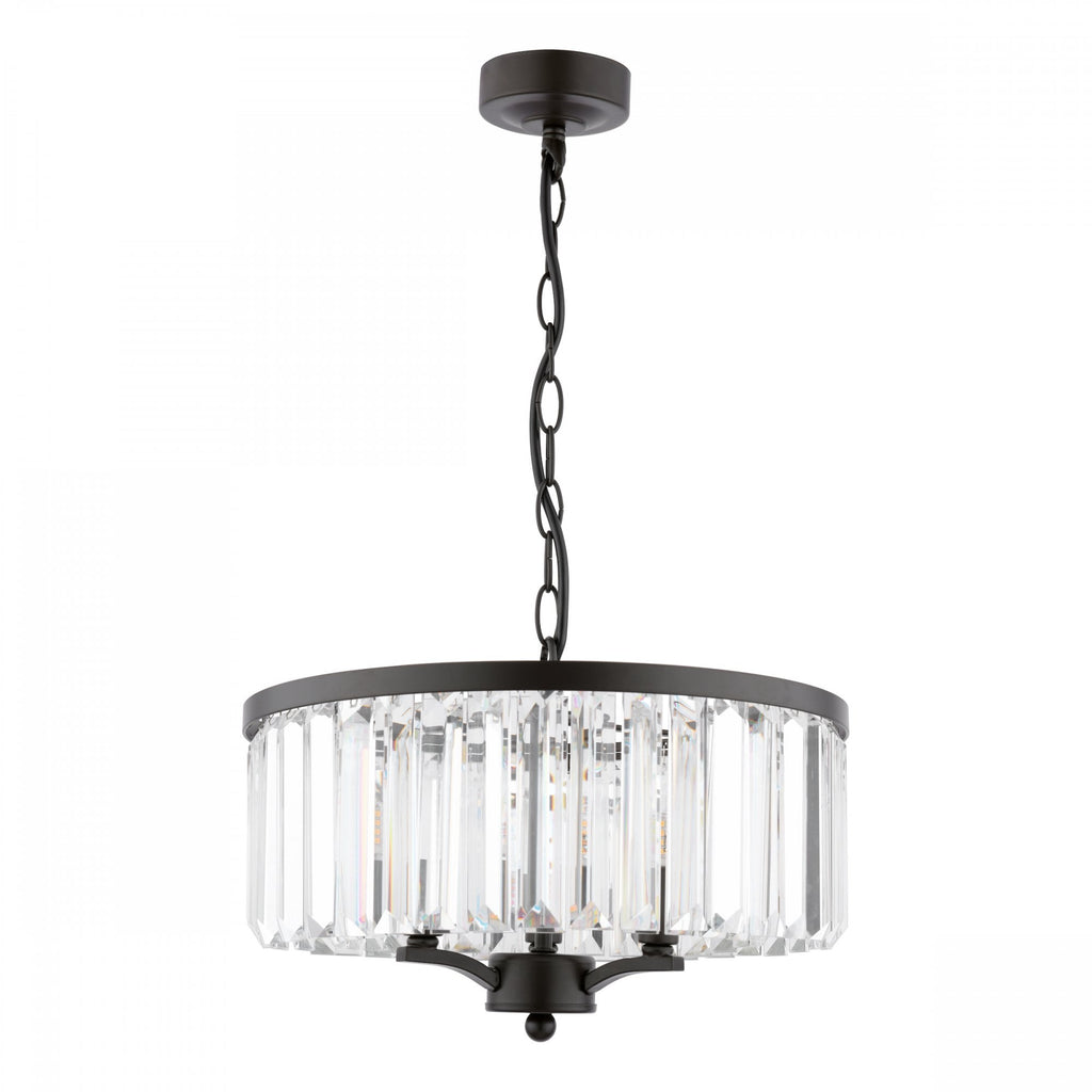 Elkwood 3 Light Ceiling Pendant Light In Black Finish with Crystal Glass LA3756398-Q