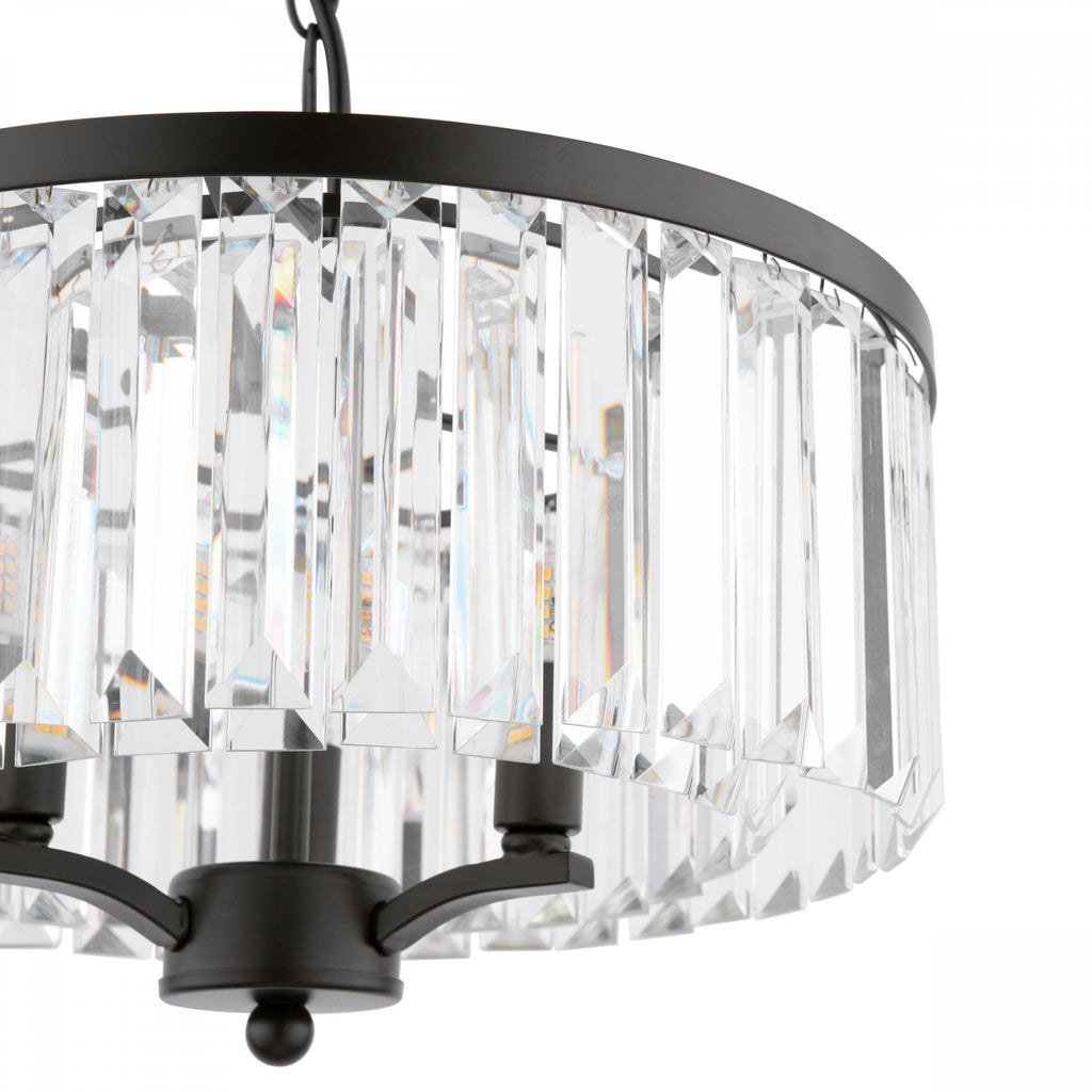 Elkwood 3 Light Ceiling Pendant Light In Black Finish with Crystal Glass LA3756398-Q