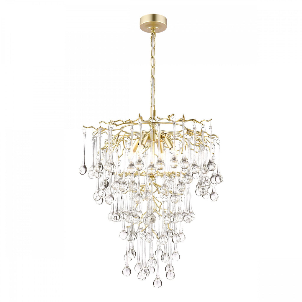Willow 4 Light Ceiling Pendant In Satin Champagne With Crystal Glass LA3756413-Q