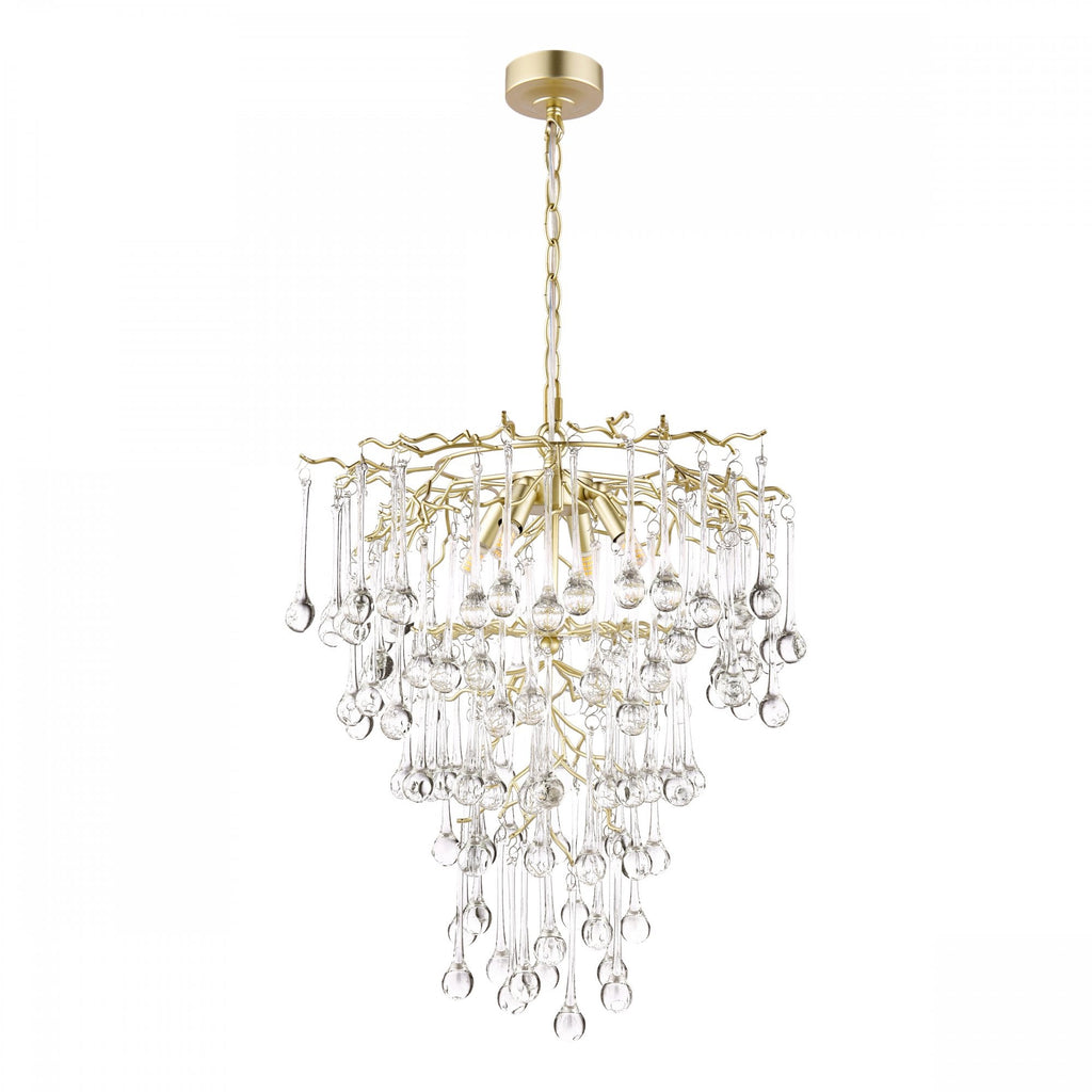 Willow 4 Light Ceiling Pendant In Satin Champagne With Crystal Glass LA3756413-Q
