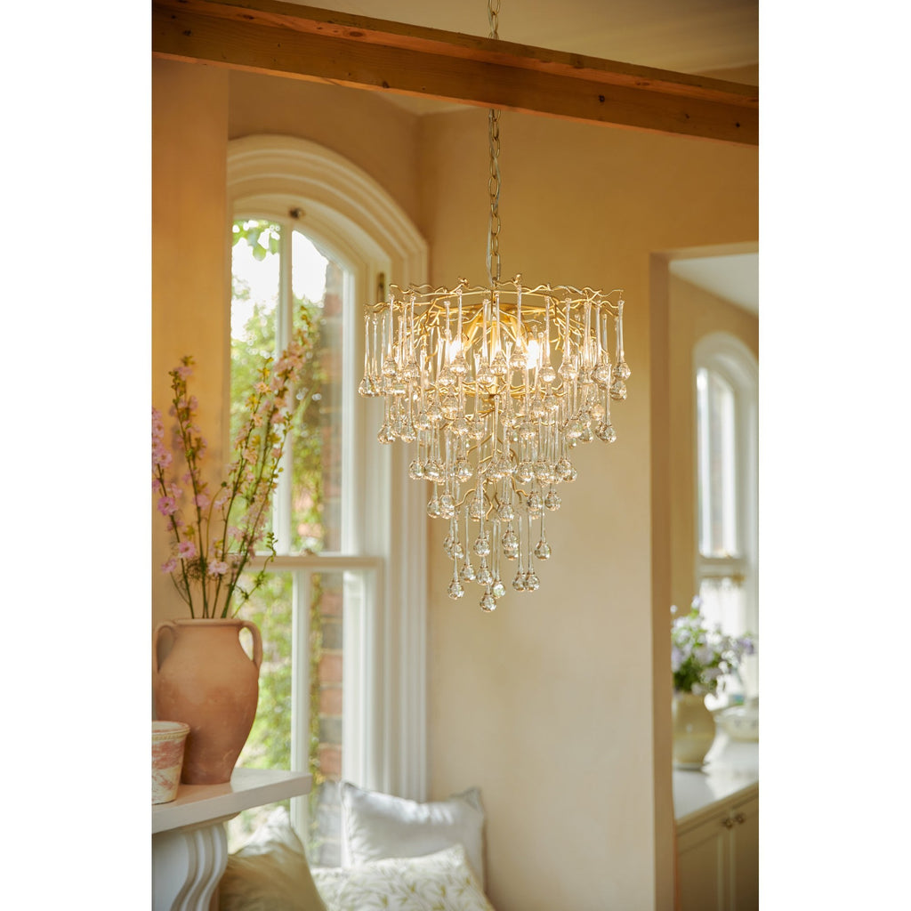 Willow 4 Light Ceiling Pendant In Satin Champagne With Crystal Glass LA3756413-Q