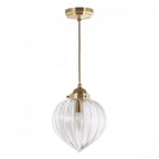 Whitham Single Ceiling Pendant Light In Antique Brass and Ribbed Glass LA3756404-Q
