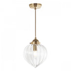 Whitham Single Ceiling Pendant Light In Antique Brass and Ribbed Glass LA3756404-Q