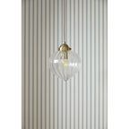 Whitham Single Ceiling Pendant Light In Antique Brass and Ribbed Glass LA3756404-Q