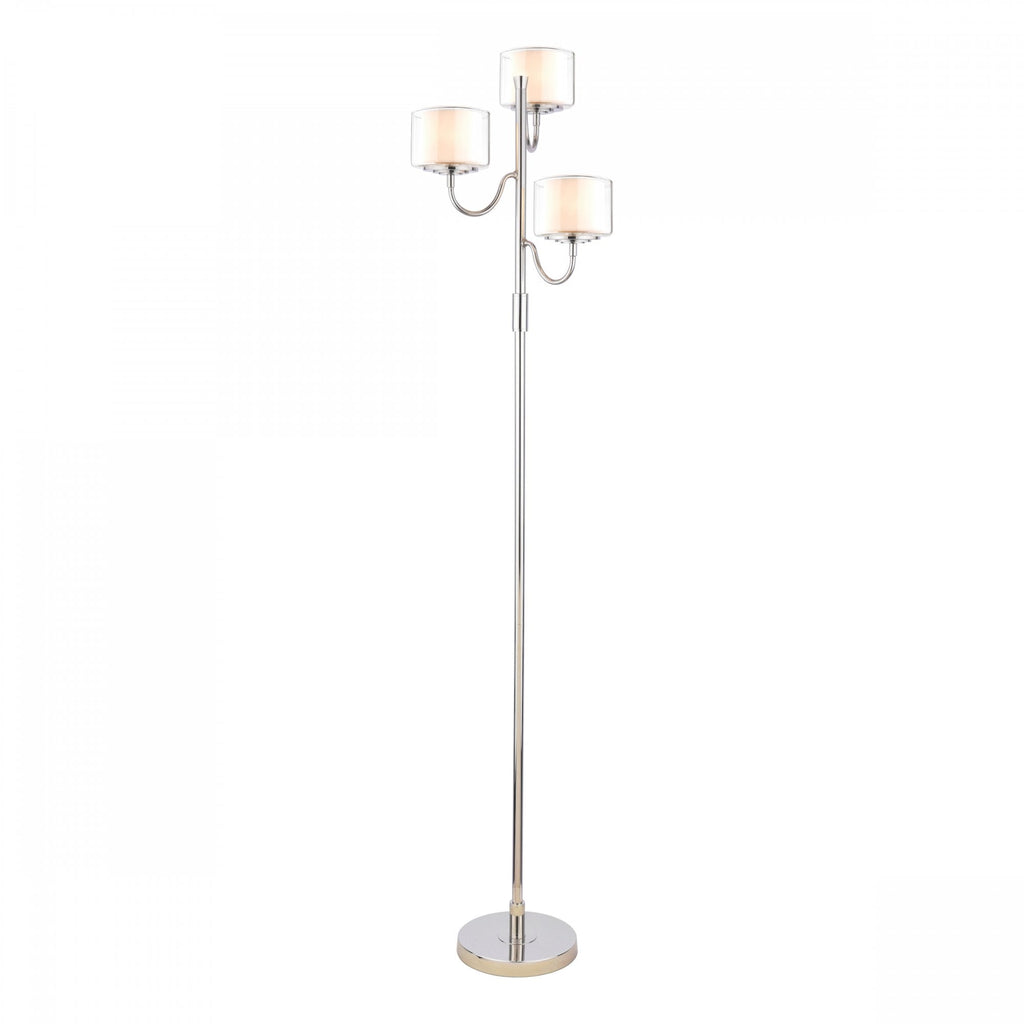 Southwell 3 Light Floor Lamp In Polished Nickel With Glass Shades LA3756410-Q