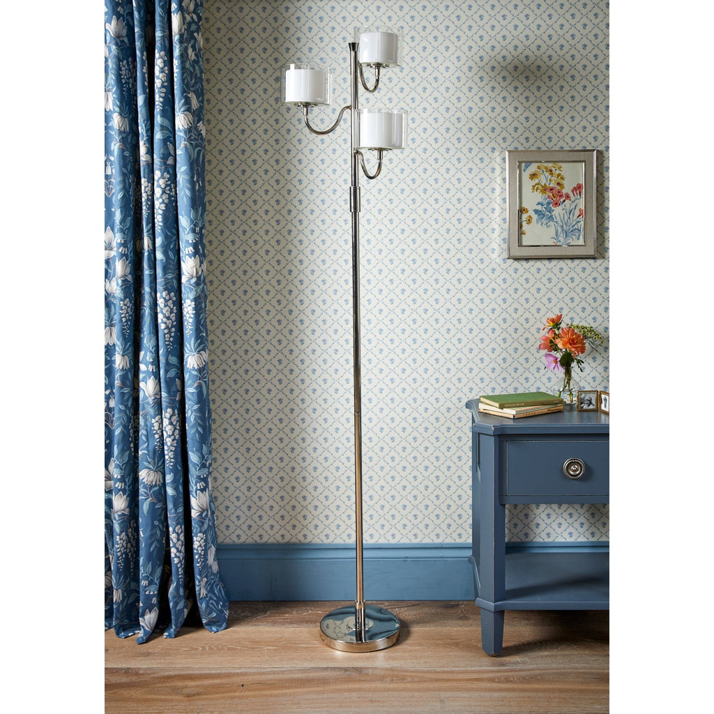 Southwell 3 Light Floor Lamp In Polished Nickel With Glass Shades LA3756410-Q