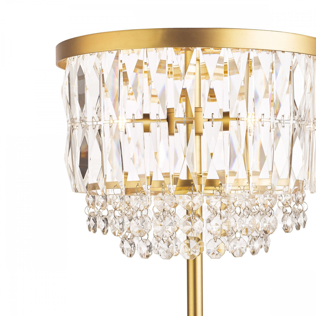 Rhosill Crystal Floor Lamp In Matt Antique Brass Finish LA3756390-Q