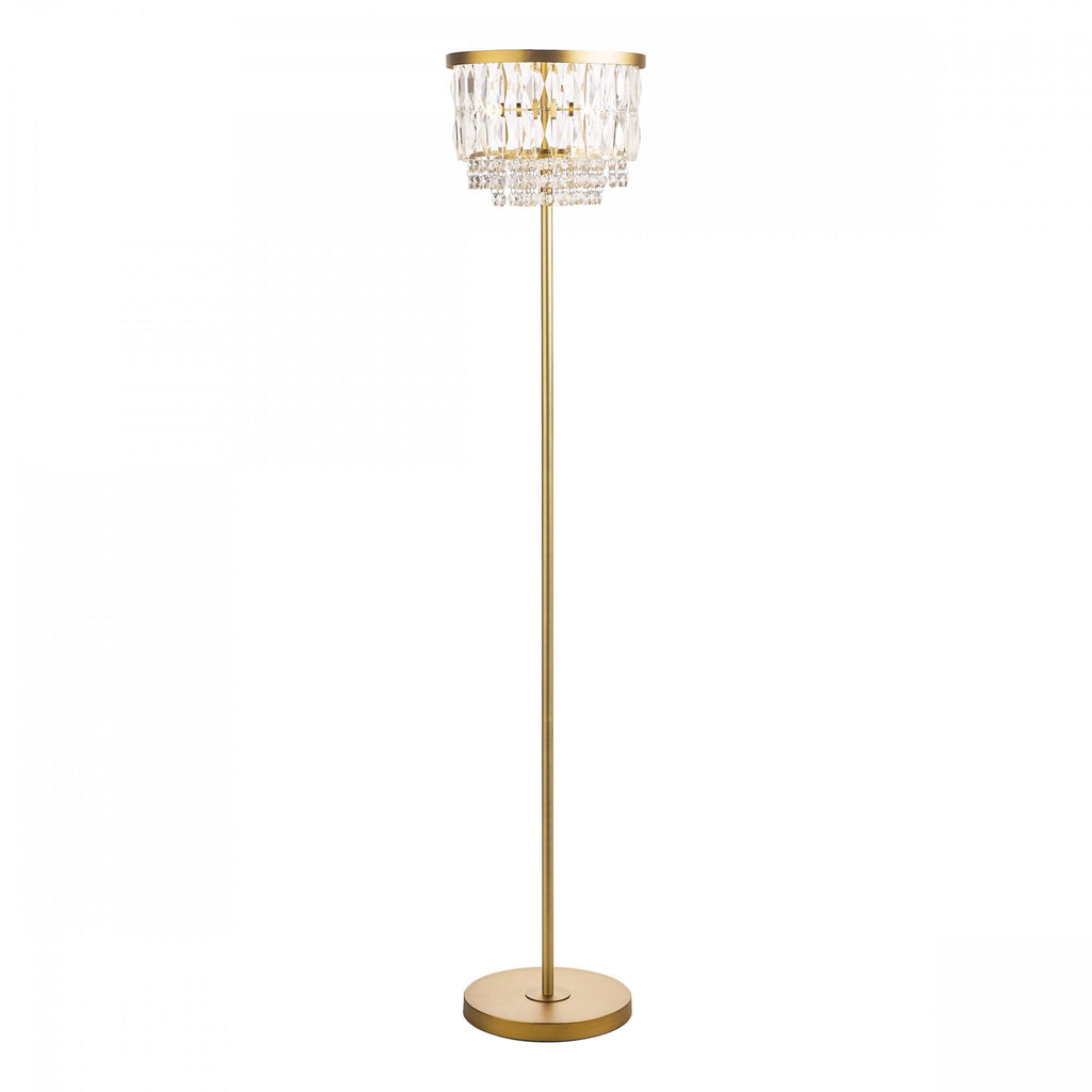 Rhosill Crystal Floor Lamp In Matt Antique Brass Finish LA3756390-Q