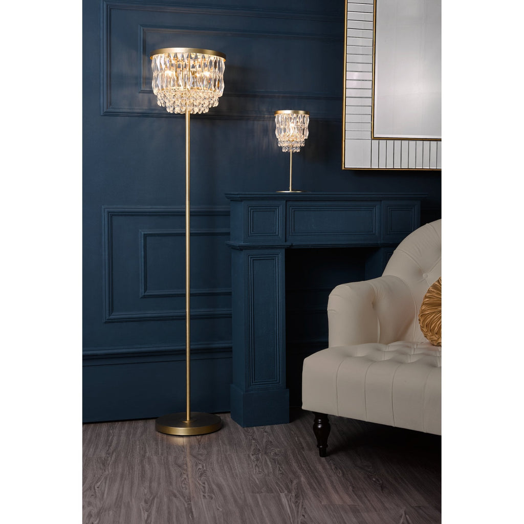 Rhosill Crystal Floor Lamp In Matt Antique Brass Finish LA3756390-Q