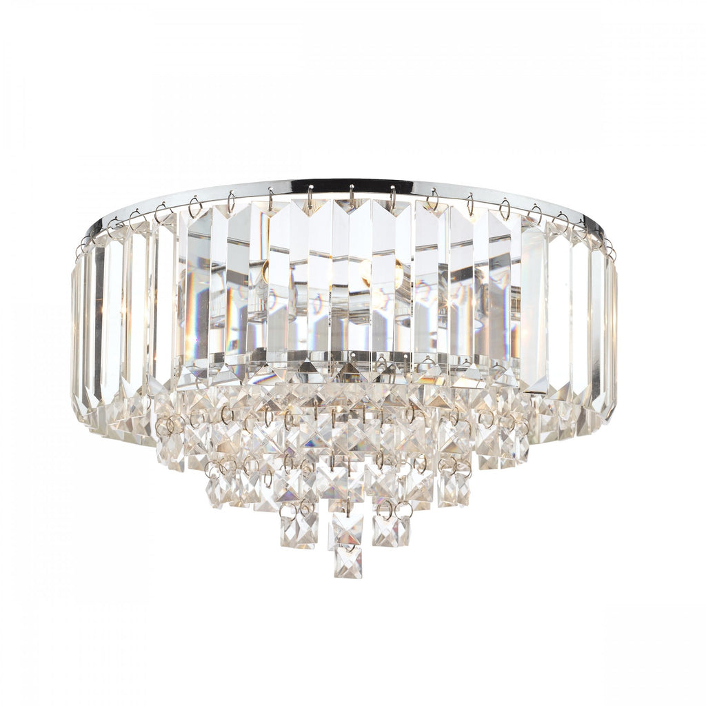 Vienna 3 Light Crystal Ceiling Flush In Polished Chrome Finish LA3756045-Q