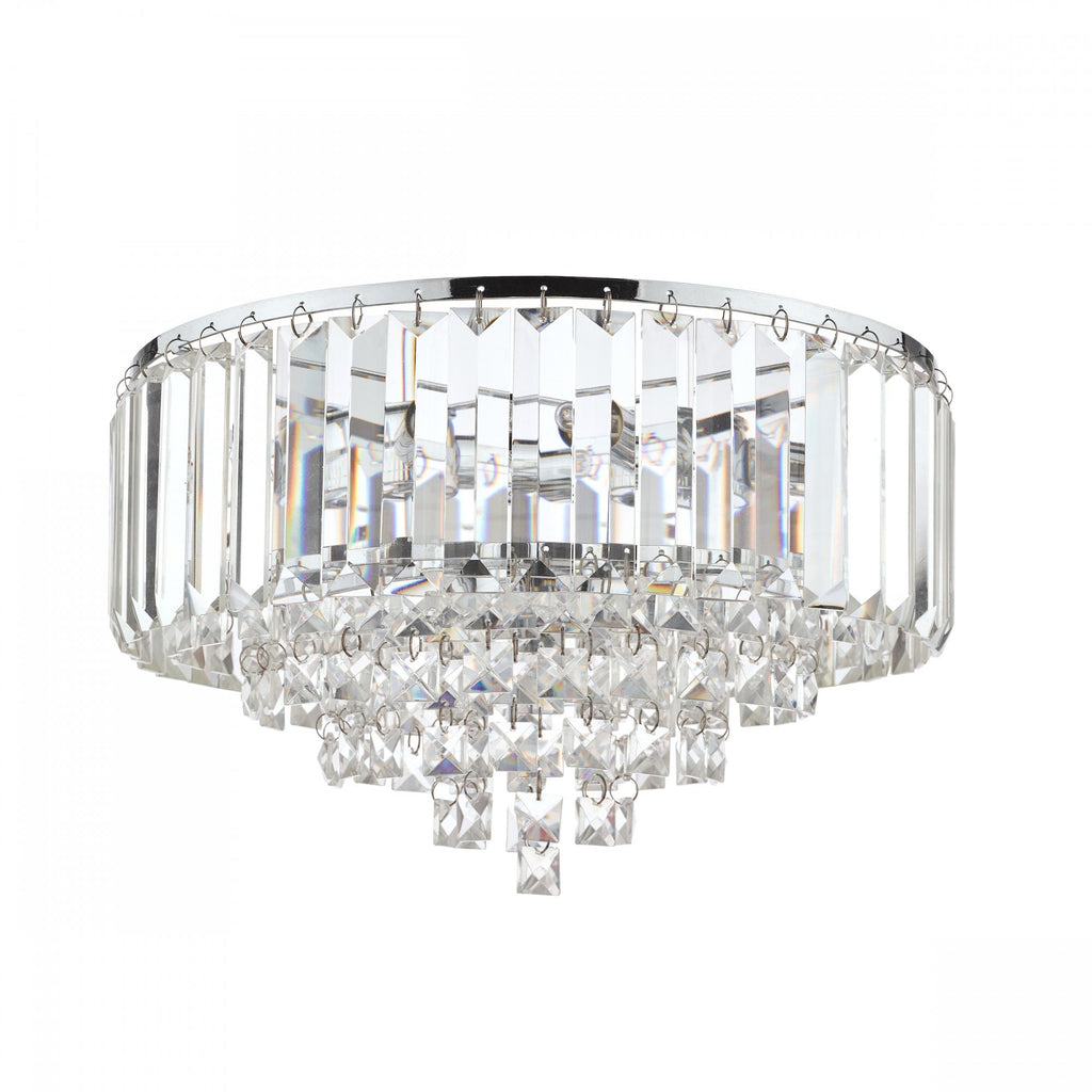 Vienna 3 Light Crystal Ceiling Flush In Polished Chrome Finish LA3756045-Q