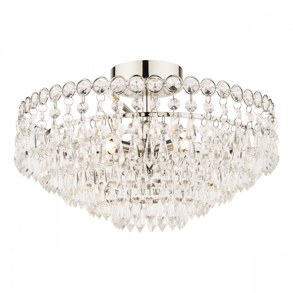 Enid Crystal Semi Flush Ceiling Light In Polished Nickel Finish LA3756041-Q