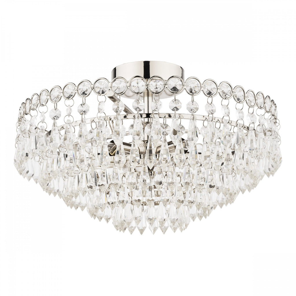 Enid Crystal Semi Flush Ceiling Light In Polished Nickel Finish LA3756041-Q