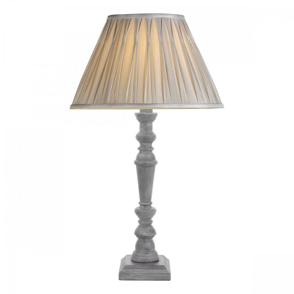 Tate Wooden Candlestick Table Lamp Base In Distressed Grey Finish LA3756395-Q