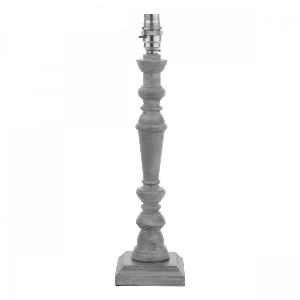 Tate Wooden Candlestick Table Lamp Base In Distressed Grey Finish LA3756395-Q