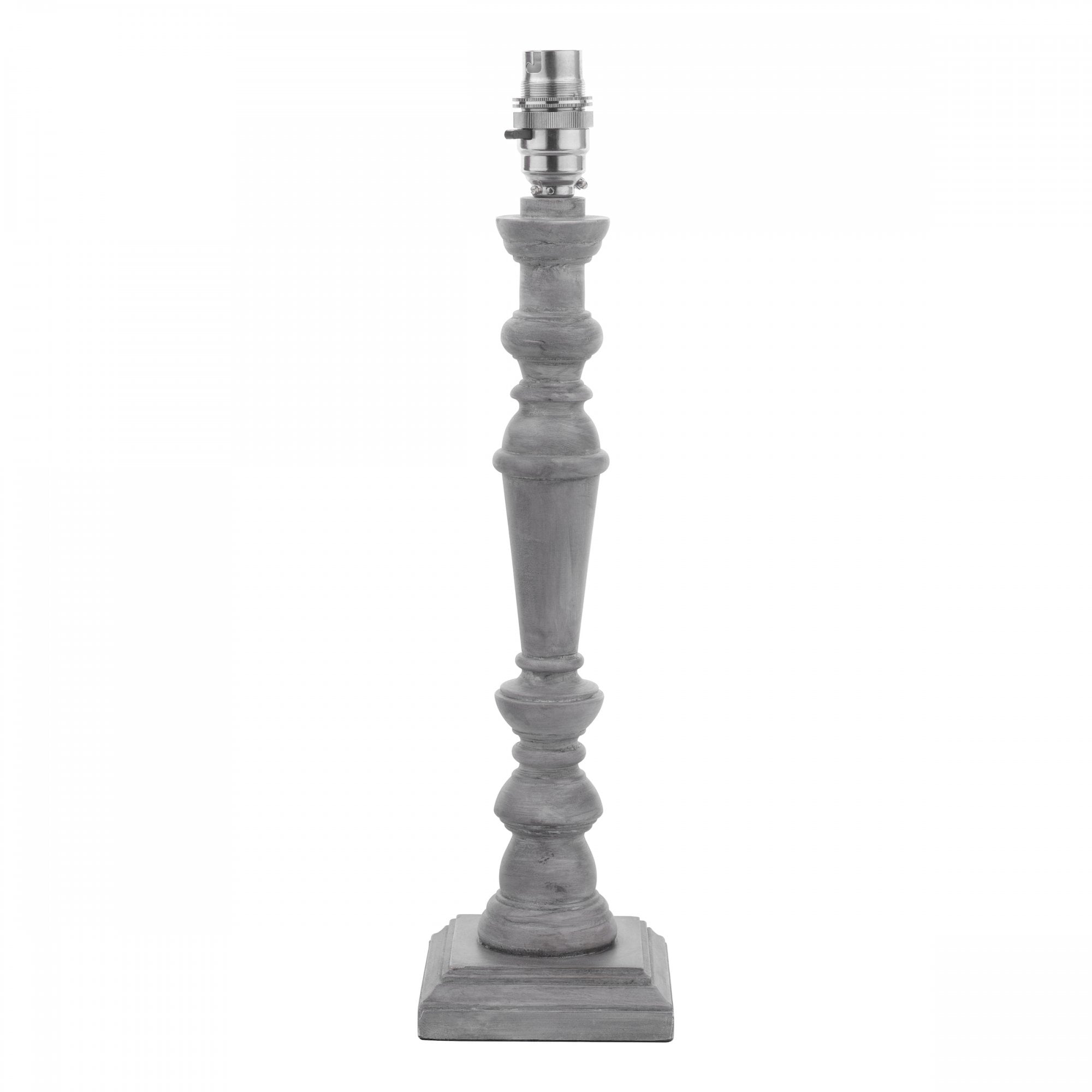 Tate Wooden Candlestick Table Lamp Base In Distressed Grey Finish LA3756395-Q