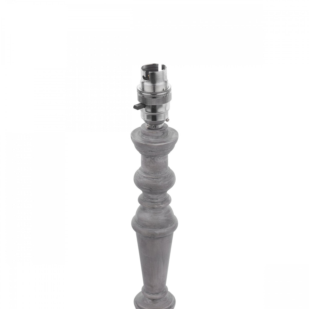 Tate Wooden Candlestick Table Lamp Base In Distressed Grey Finish LA3756395-Q