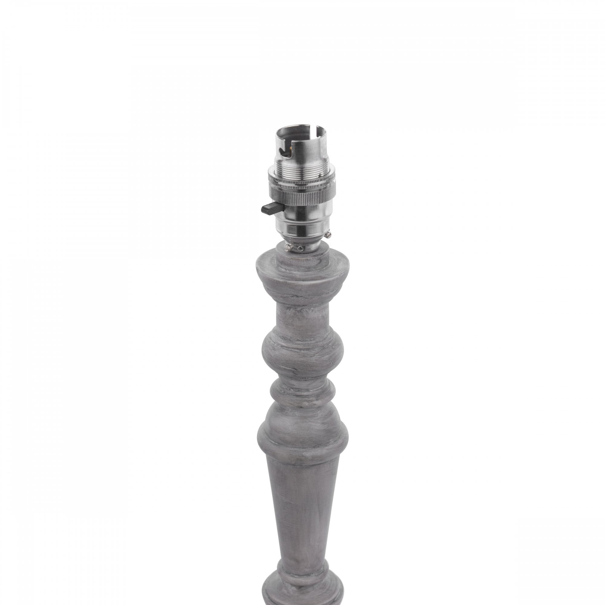 Tate Wooden Candlestick Table Lamp Base In Distressed Grey Finish LA3756395-Q