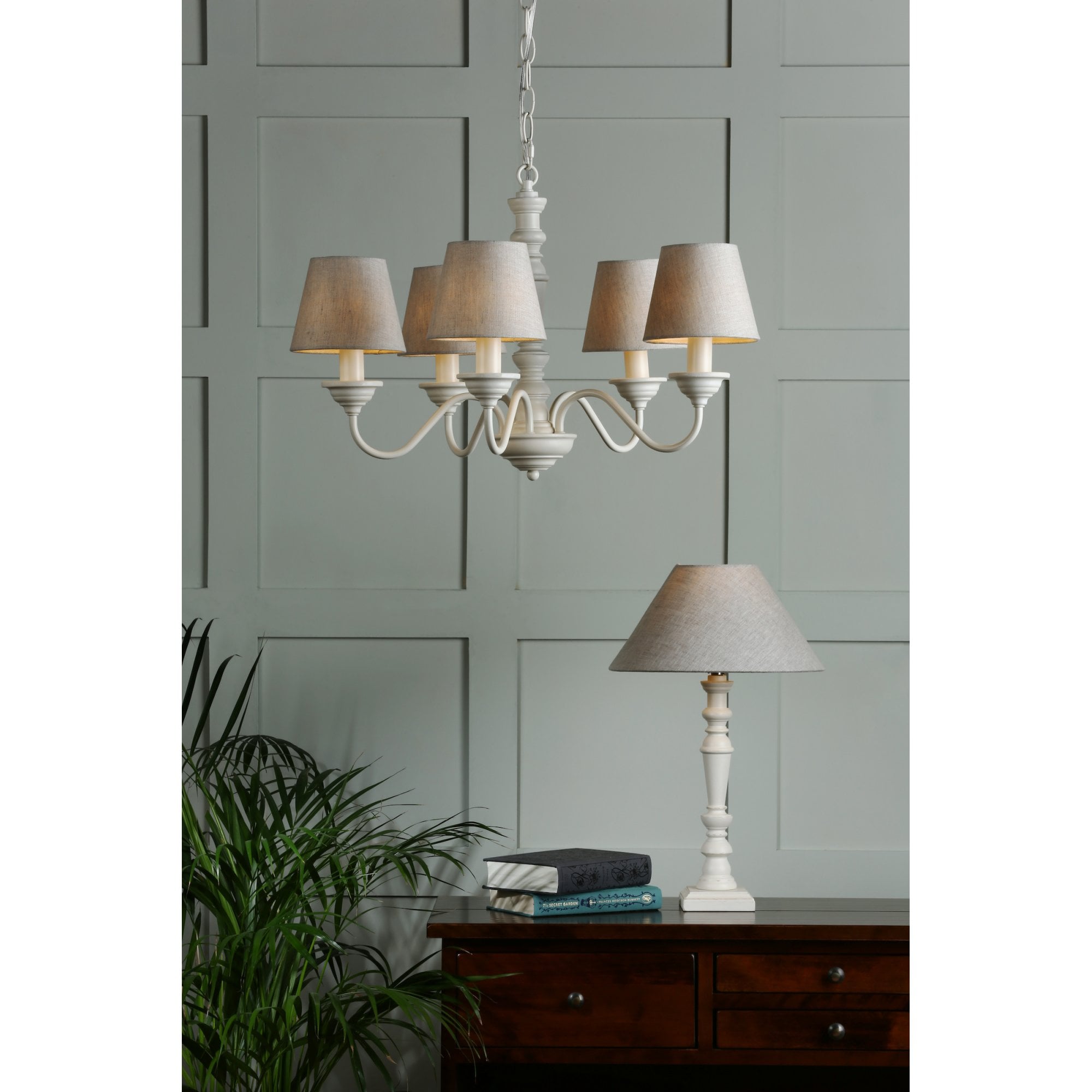 Tate Wooden Ceiling Pendant Light In Distressed White Finish LA3756058-Q