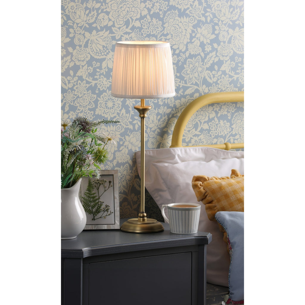 Hemsley Table Lamp In Matt Antique With Ivory Shade LA3756320-Q