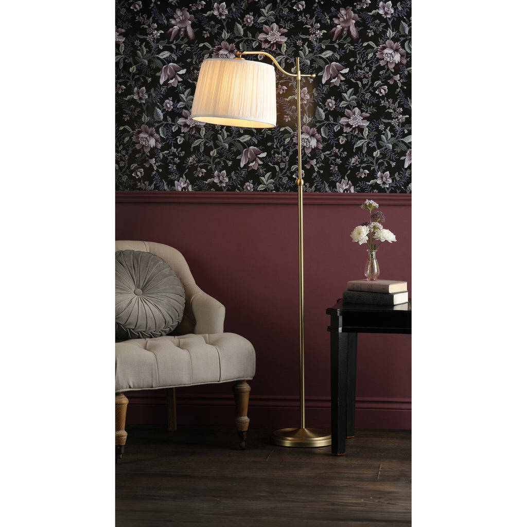 Hemsley Floor Lamp In Matt Antique With Ivory Shade LA3756330-Q