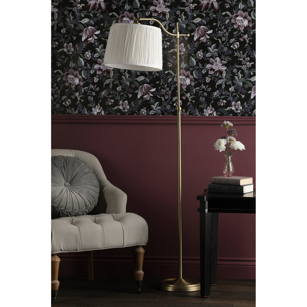 Hemsley Floor Lamp In Matt Antique With Ivory Shade LA3756330-Q