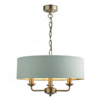 Sorrento 3 Light Ceiling Pendant Light In Antique Brass With Green Linen Shade LA3756409-Q