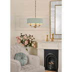 Sorrento 3 Light Ceiling Pendant Light In Antique Brass With Green Linen Shade LA3756409-Q