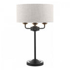 Sorrento 3 Light Table Lamp In Matt Black With Natural Linen Shade LA3756360-Q