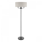Sorrento 3 Light Floor Lamp In Matt Black With Natural Linen Shade LA3756361-Q