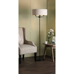 Sorrento 3 Light Floor Lamp In Matt Black With Natural Linen Shade LA3756361-Q