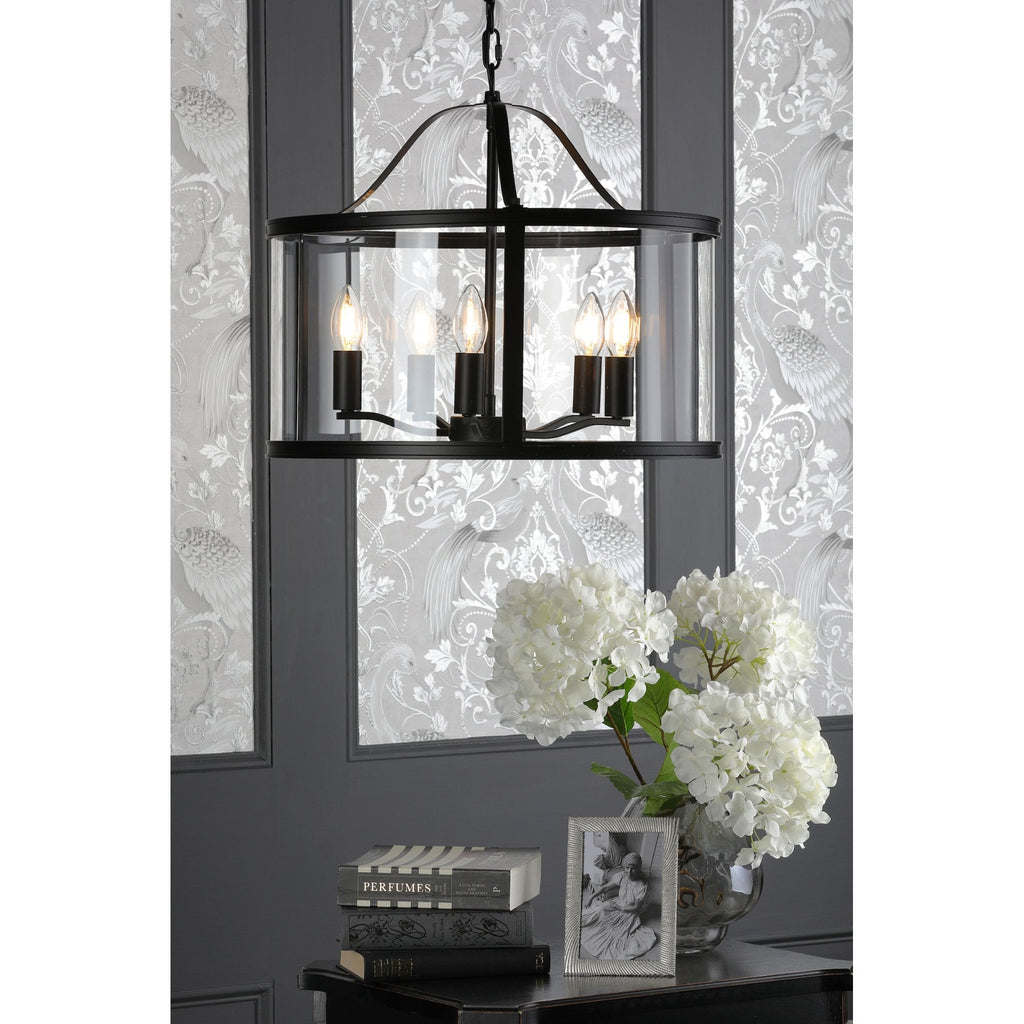 Harrington Vintage 5 Light Ceiling Lantern In Matt Black Finish LA3756312-Q