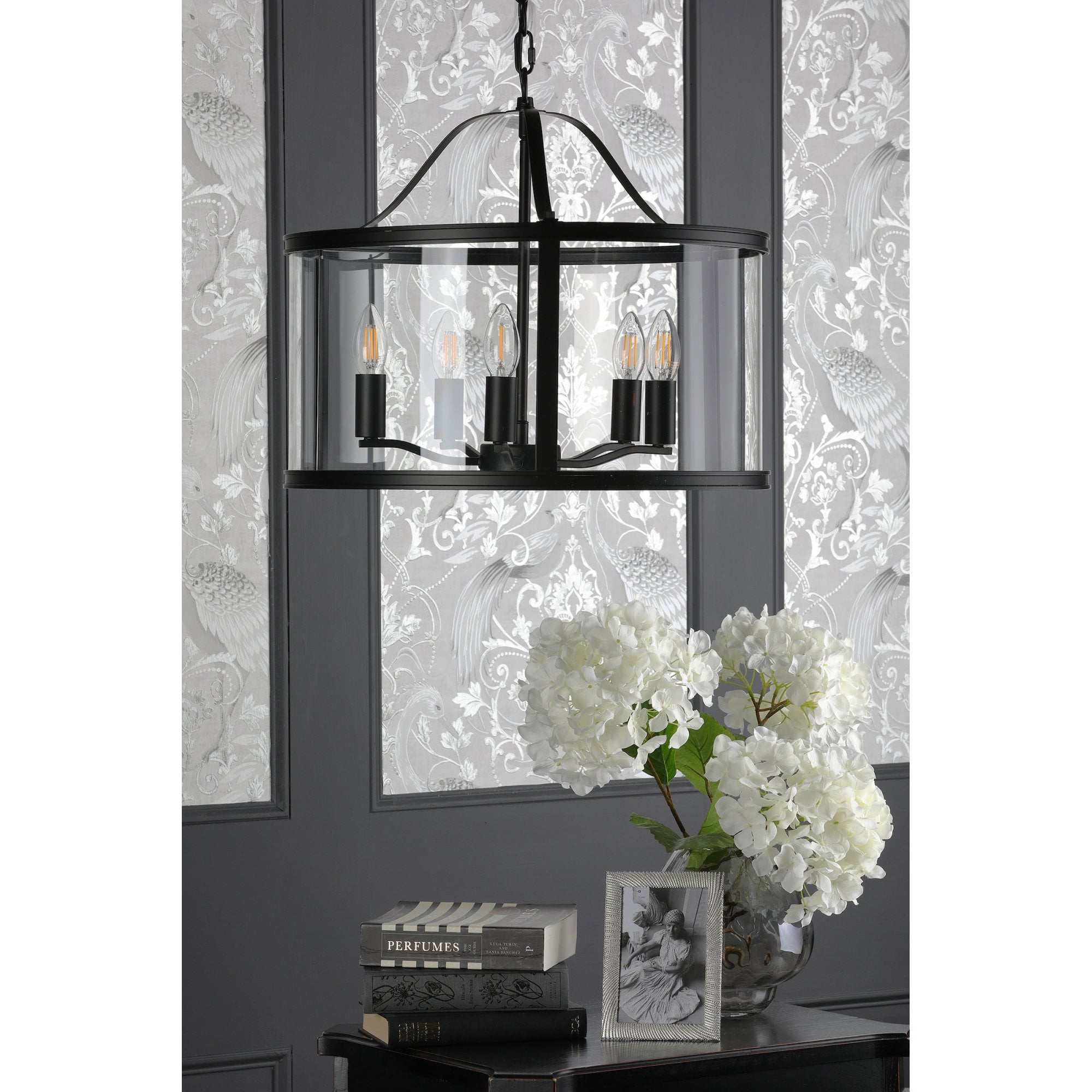 Harrington Vintage 5 Light Ceiling Lantern In Matt Black Finish LA3756312-Q