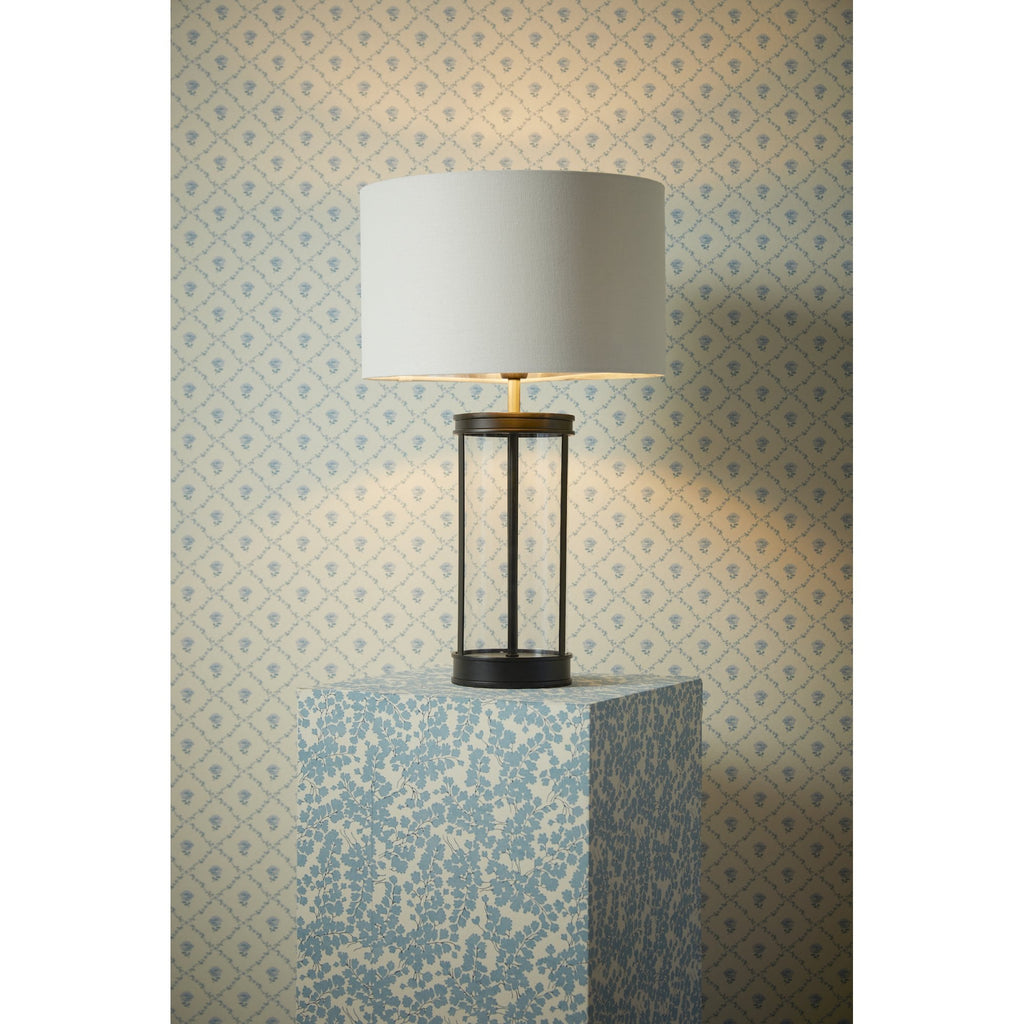 Harrington Vintage Small Table Lamp In Matt Black Finish With Linen Shade LA3756428-Q