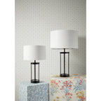 Harrington Vintage Small Table Lamp In Matt Black Finish With Linen Shade LA3756428-Q