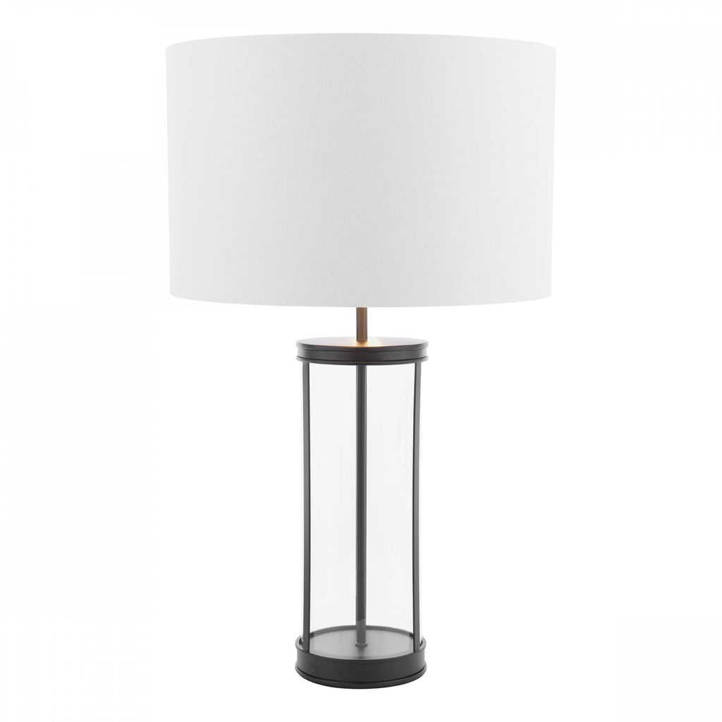 Harrington Vintage Large Table Lamp In Matt Black Finish With Linen Shade LA3756425-Q