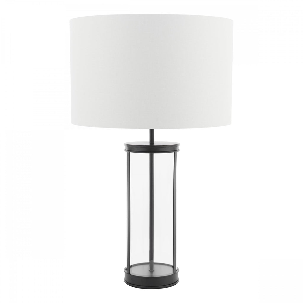 Harrington Vintage Large Table Lamp In Matt Black Finish With Linen Shade LA3756425-Q
